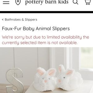 Pottery Barn Faux Fur Bunny Slippers